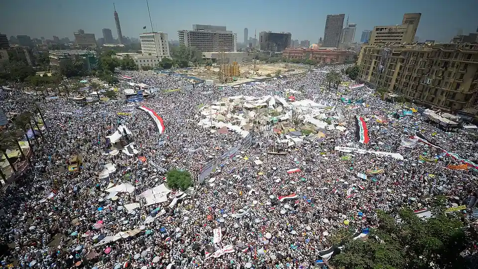 Tahrir Square, Cairo, 2011, seen from above